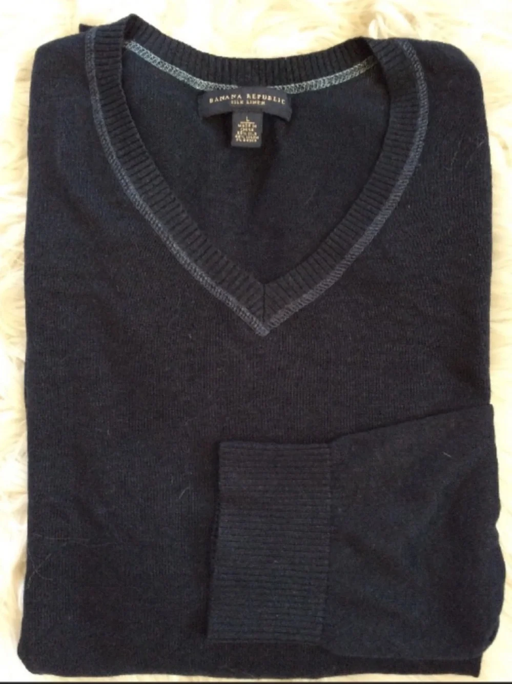 NWOT BR V-Neck Silk Linen Sweater